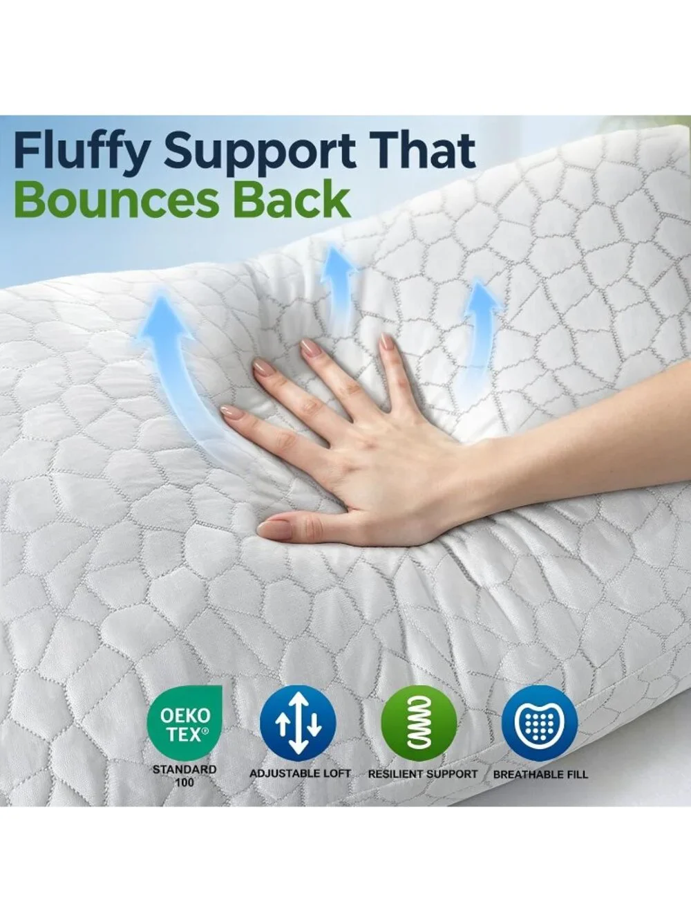 〽️Cooling Cervical Neck Pillows King Size Set of 2 Shredded Memory Foam Pillow